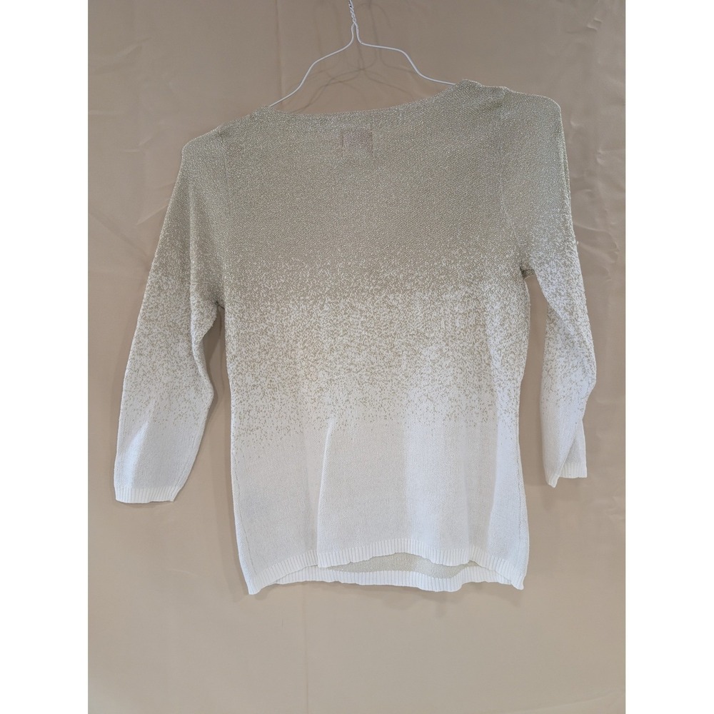 Ruby Rd. Petite Women's Metallic Knit Ombre Sweater PM Cream/Gold‎ - Picture 8 of 9